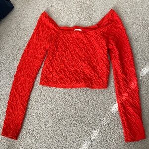 Red Textured Women's Top Anthropologie Size M